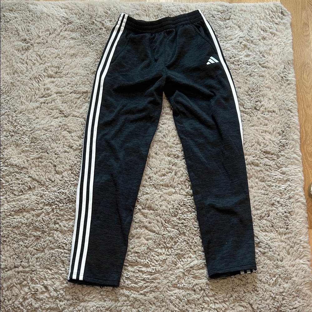 Adidas Kids Black Joggers with White Stripes